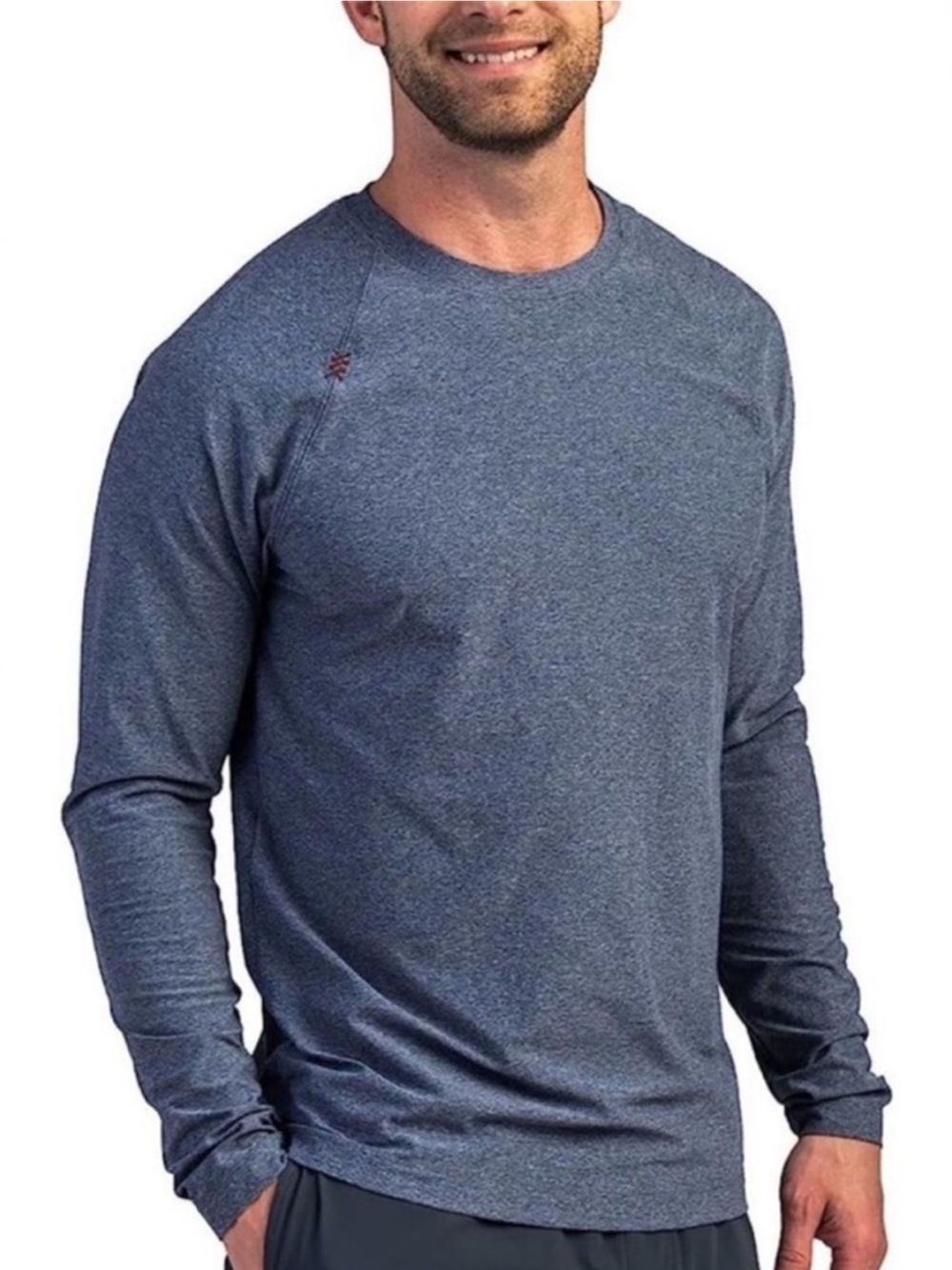 RHONE Reign Long Sleeve Performance Tee - Navy Heather Size M